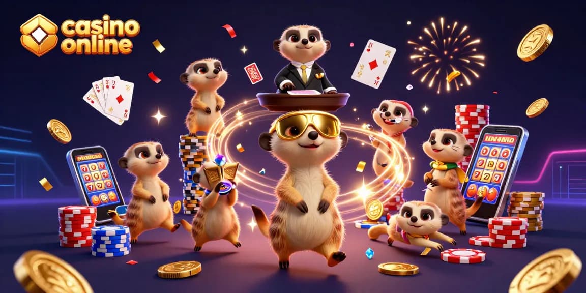 Experience exciting casino online gameplay with animated meerkats running the show while treasures cascade around.