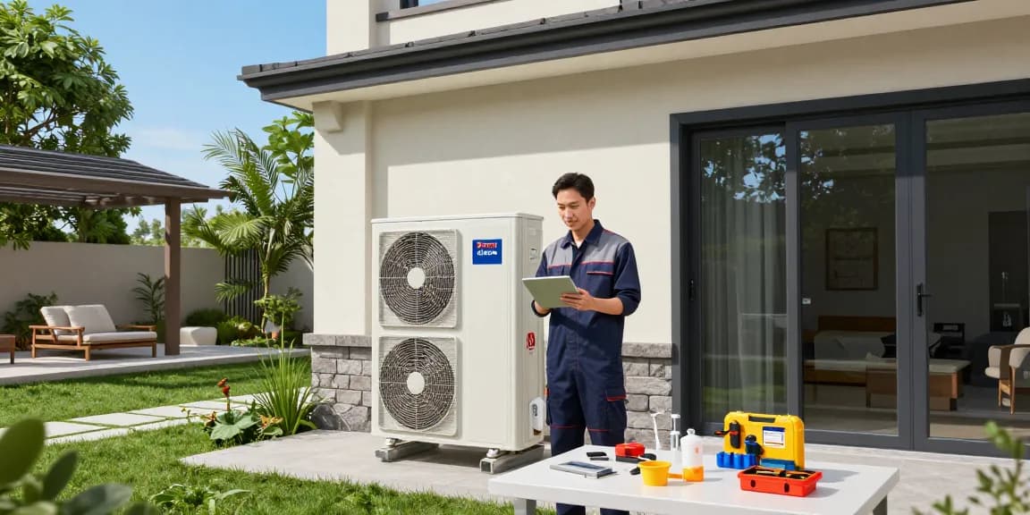 Efficient wärmepumpe bosch installation at a modern home, showcasing technician expertise.
