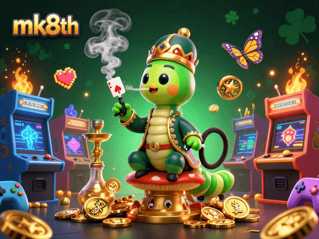 Experience adventurous gaming thrills with mk8th in a vibrant, colorful casino scene packed with action.