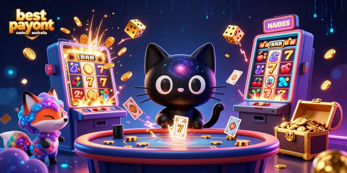 Explore the best payout casinos Australia with colorful gaming elements and captivating characters in 3D.