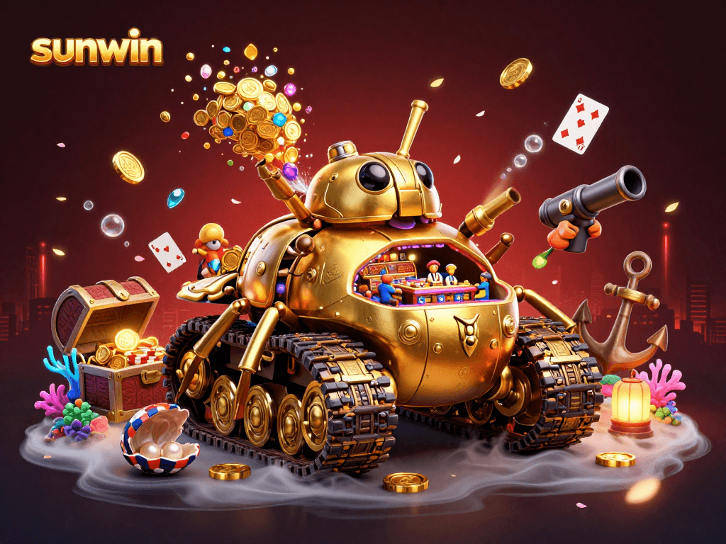 Engage with sunwin's thrilling casino experience through a colorful 3D cartoon scene.