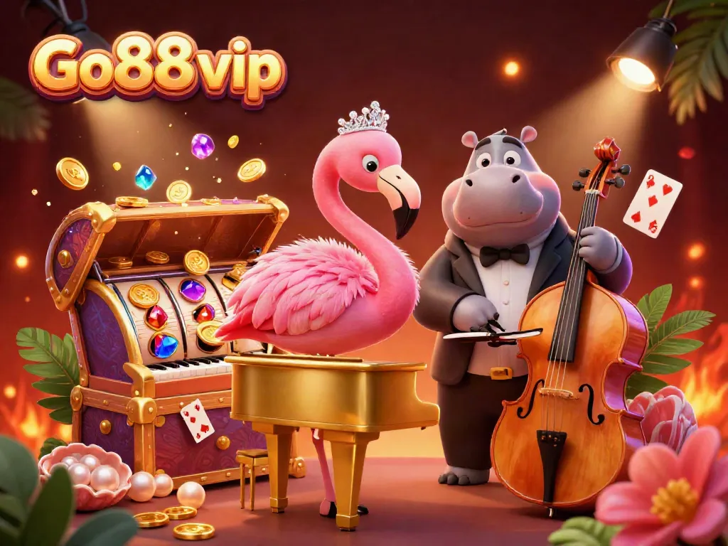 Experience immersive fun with Go88 vip featuring a vibrant casino-themed illustration.