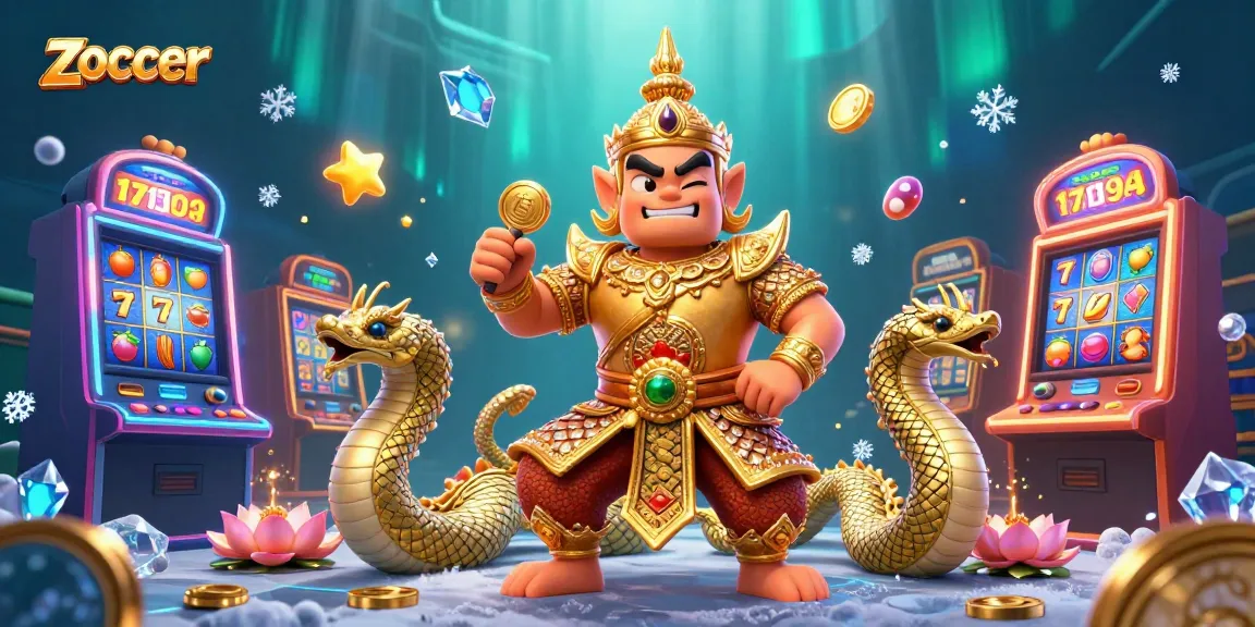 Zoccer immerses players in a vibrant casino world with golden characters and dynamic game elements.