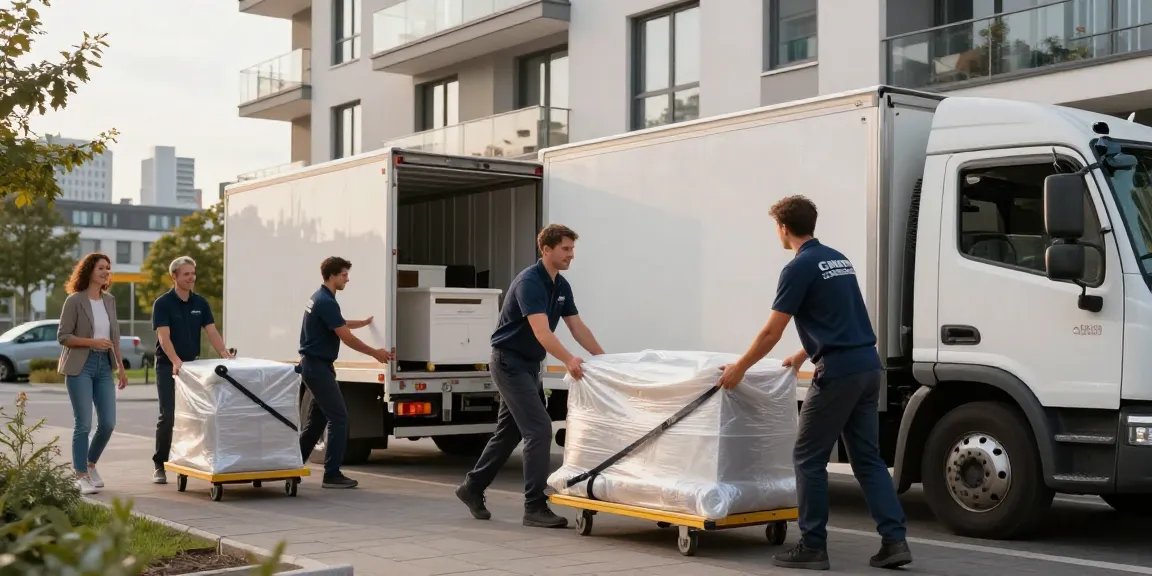 Professionelle Umzugsunternehmen Ludwigshafen verpacken Möbel sorgfältig während eines Umzugs.
