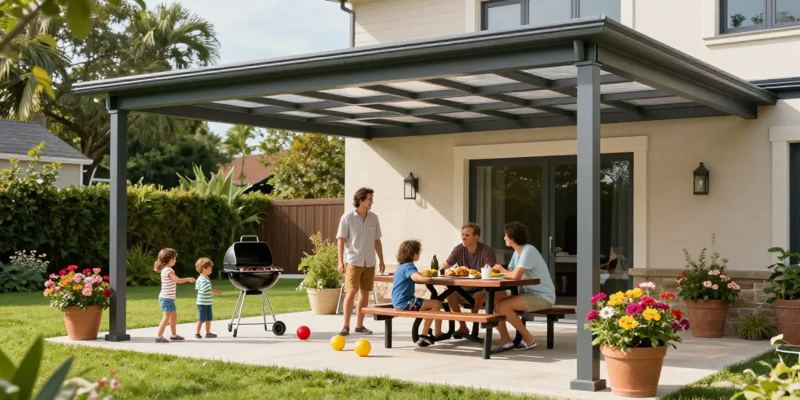 Moderne Terrassenüberdachungen schaffen einladende Außenbereiche für Familien und Freunde.