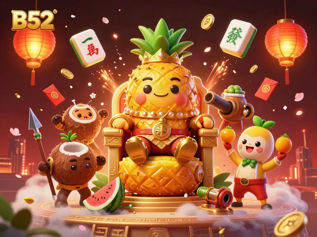 Engage with B52's immersive casino world featuring a vibrant beach scene packed with casino elements and characters.