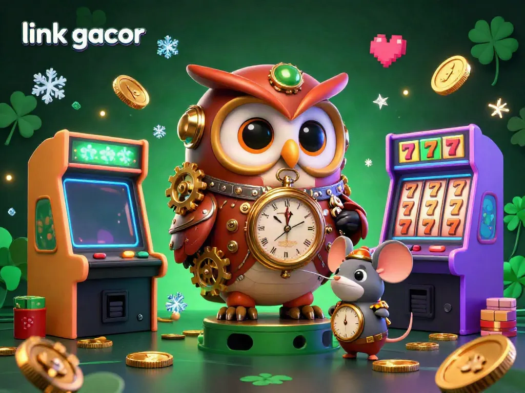 Engage with link gacor while enjoying colorful 3D slot machines and casino elements in a vibrant atmosphere.