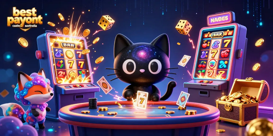 Explore the best payout casinos Australia with colorful gaming elements and captivating characters in 3D.
