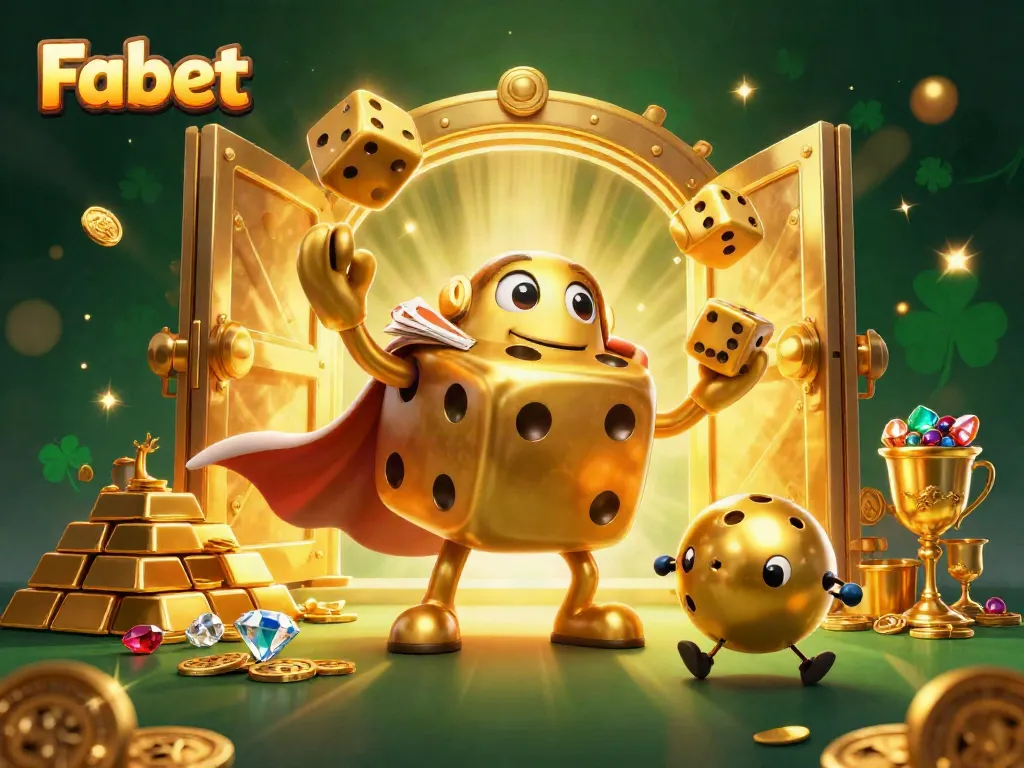 Fabet players enjoying a vibrant casino experience with dynamic golden characters and treasures.